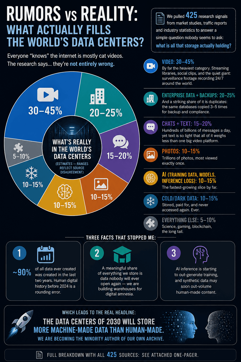 What fills the world's data centers - breakdown of global storage by content type